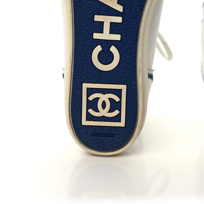 Chanel Calfskin High Top Sneakers 38 White Blue 6 of 8