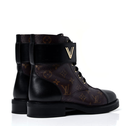 Louis Vuitton Calfskin Monogram Wonderland Flat Ranger Boots 36 Black 3 of 6