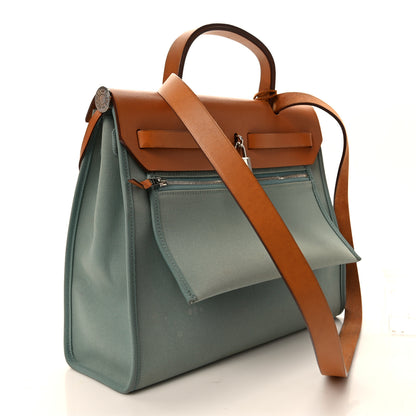 Hermes Toile Officier Barenia Herbag 31 PM Ciel Natural 3 of 10