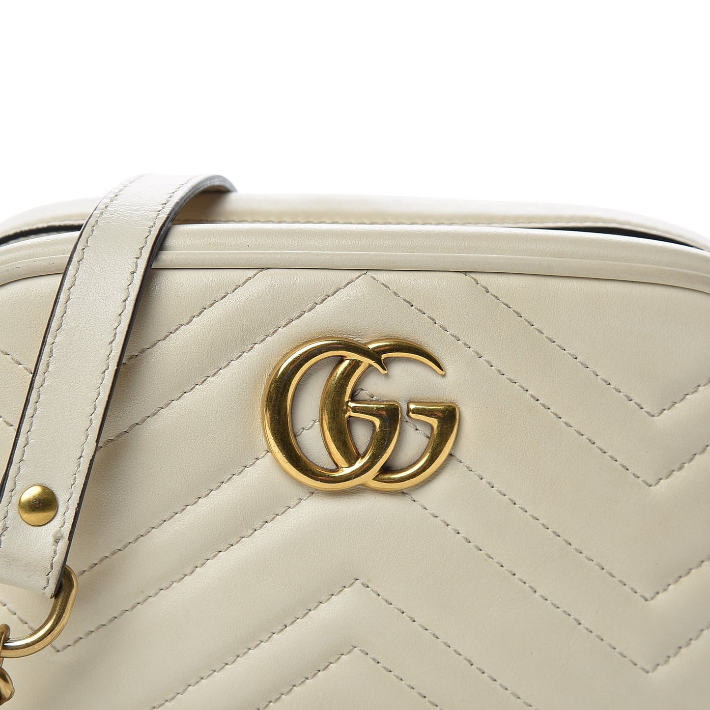 Calfskin Matelasse Mini GG Marmont Chain Shoulder Bag White