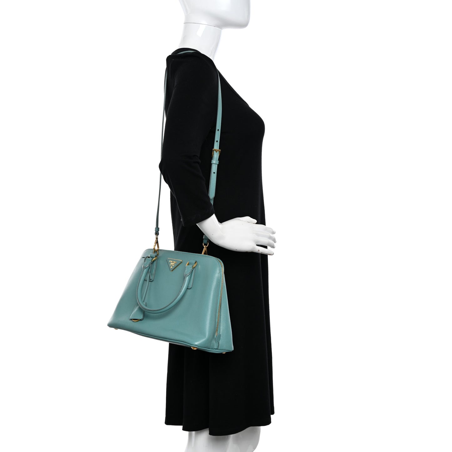 Saffiano Lux Medium Open Promenade Tote Turquoise