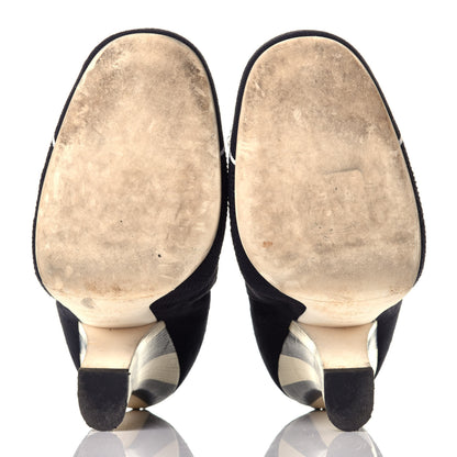 Fendi Stretch Fabric Openwork Rockoko 105mm Sock Boots 38 Navy White 5 of 6