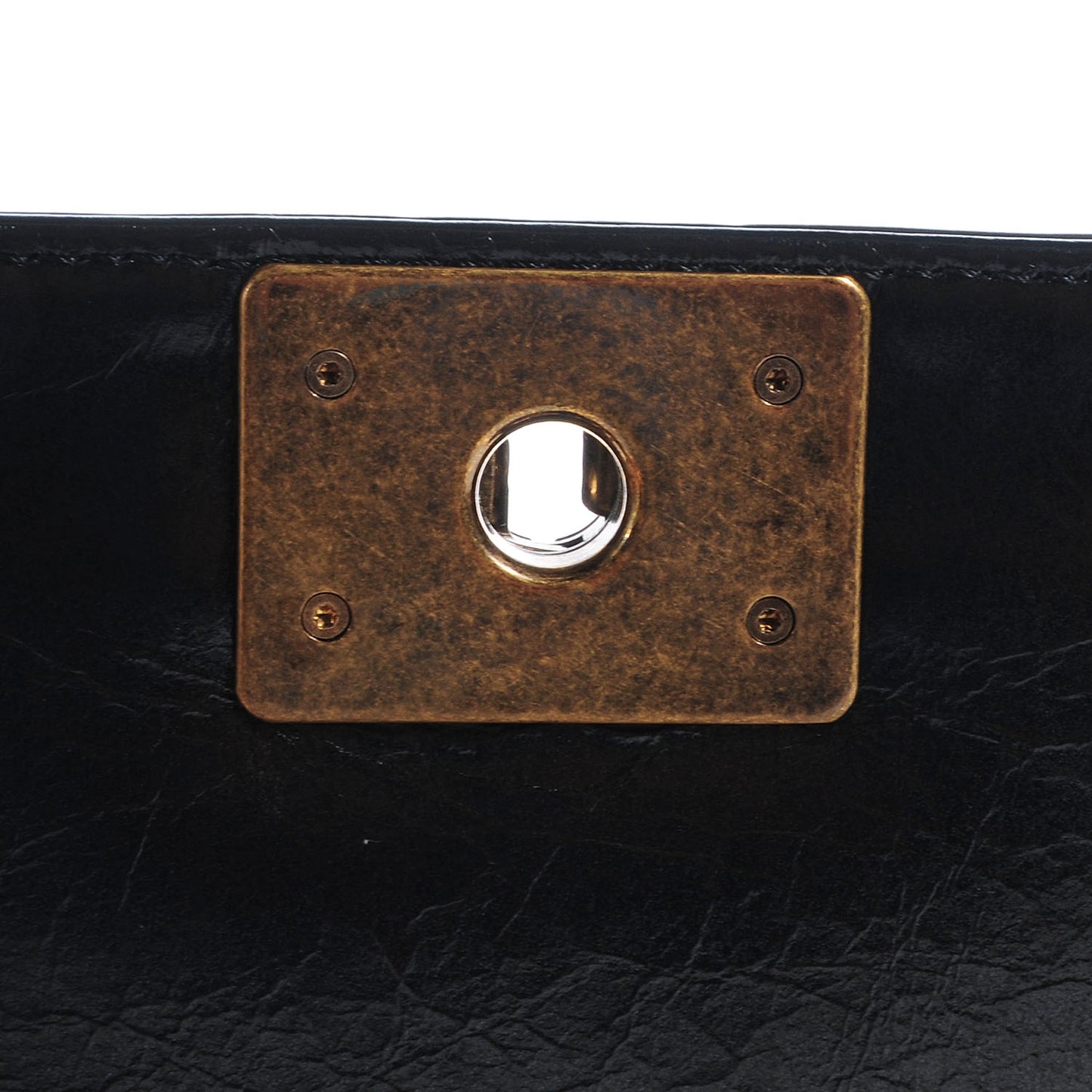 Glazed Calfskin Large Boy Flap Black