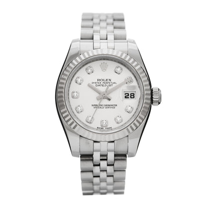 Rolex Stainless Steel 18K White Gold Diamond 26mm Oyster Perpetual Datejust Watch Silver 179174 1 of 4