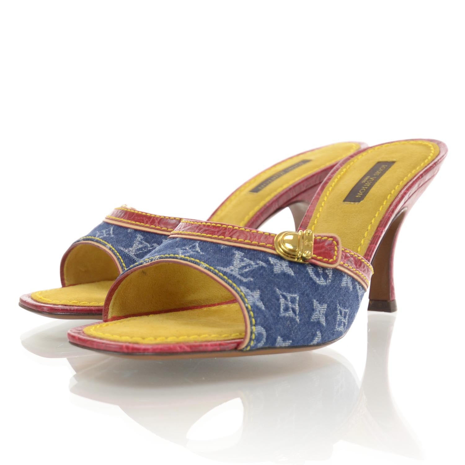 Louis Vuitton Denim Monogram Mules 37.5 2 of 6