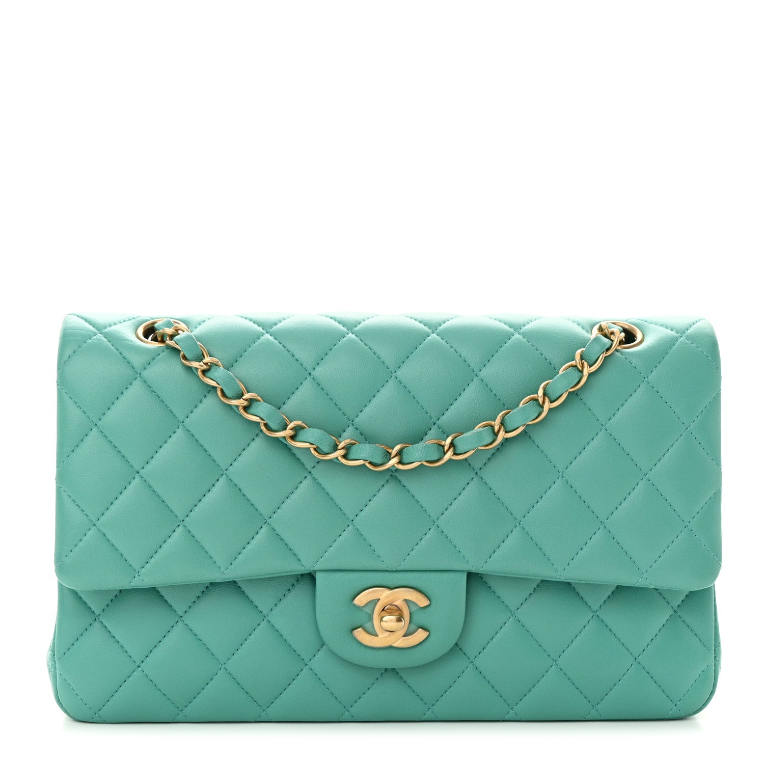 Chanel Lambskin Quilted Medium Double Flap Green 1 of 11