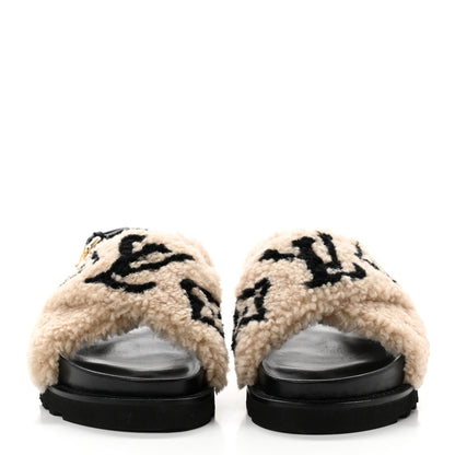 Louis Vuitton Shearling Paseo Sandals 38 Black 2 of 8