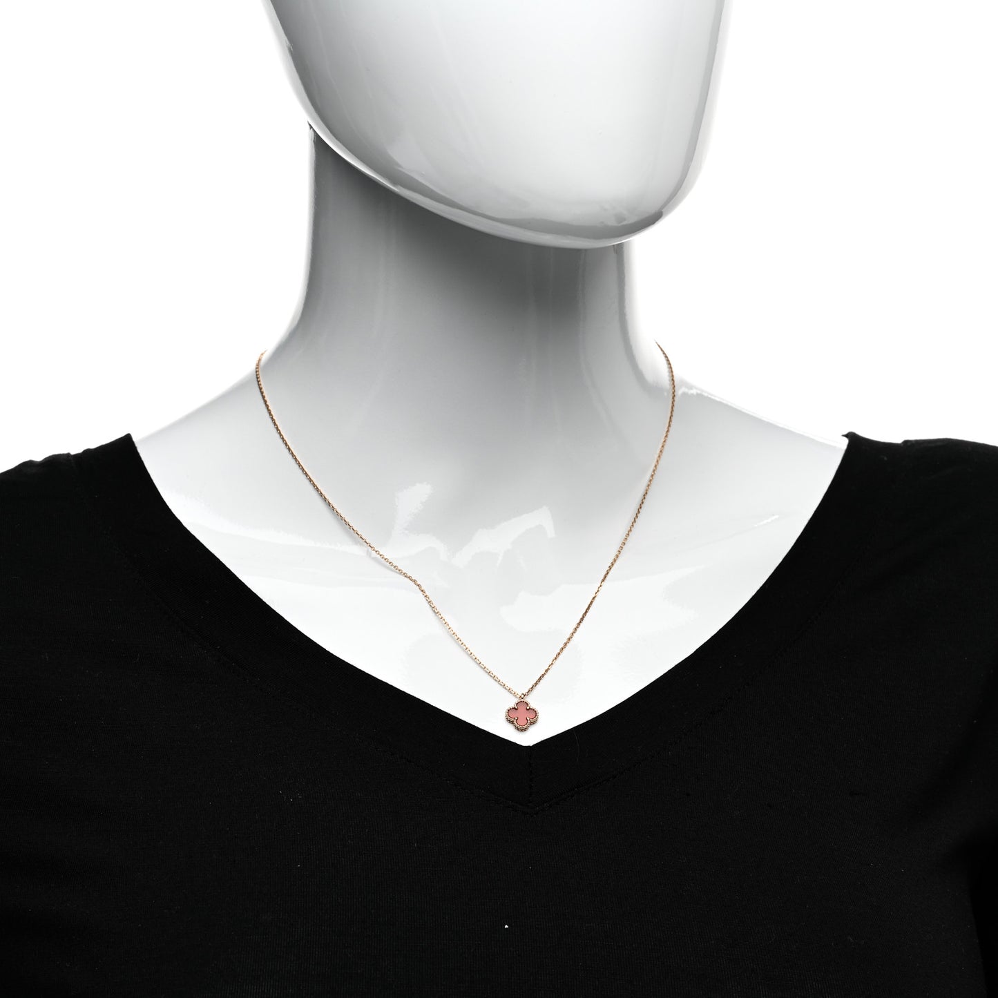 18K Rose Gold Carnelian Sweet Alhambra Pendant Necklace