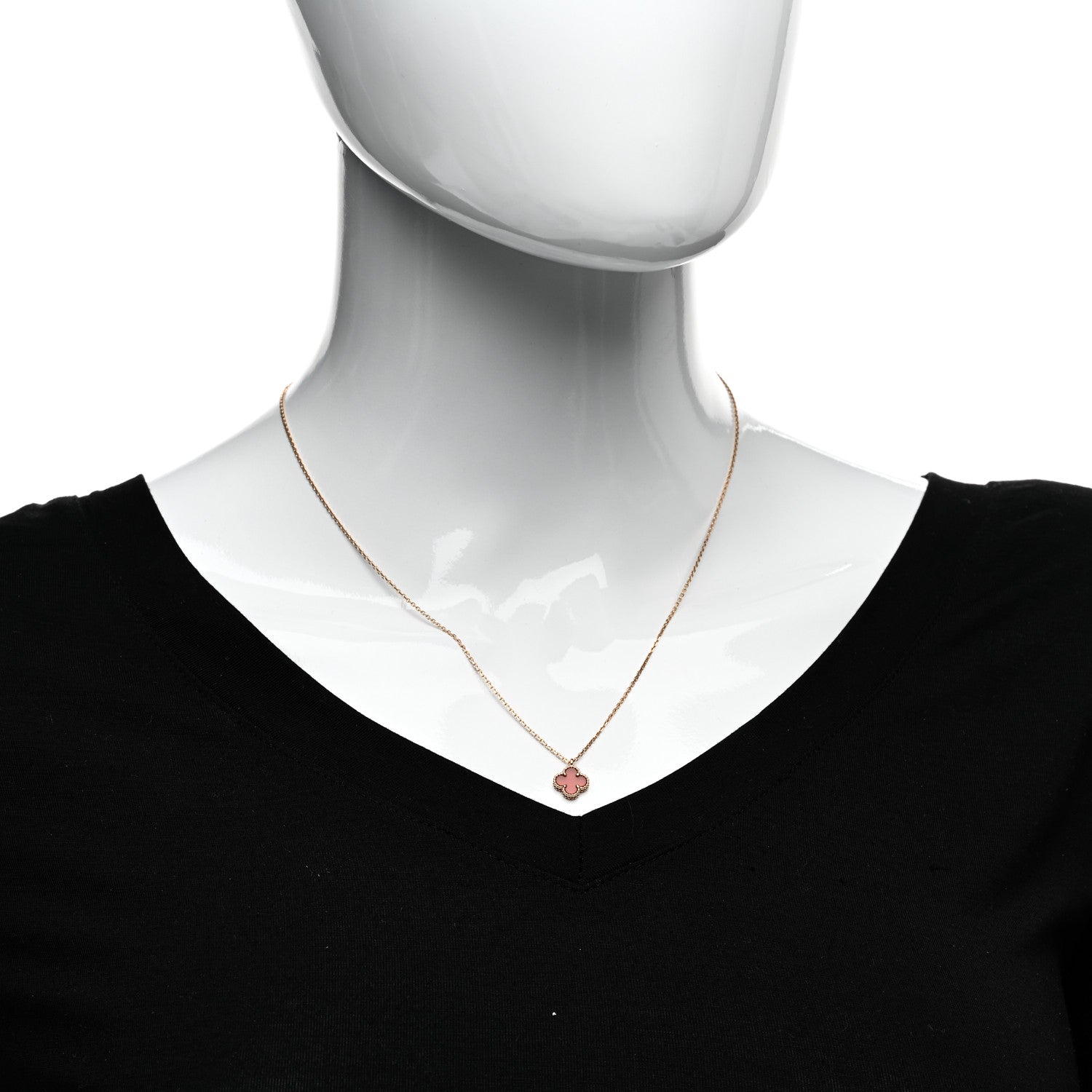 Van Cleef & Arpels 18K Rose Gold Carnelian Sweet Alhambra Pendant Necklace 2 of 6
