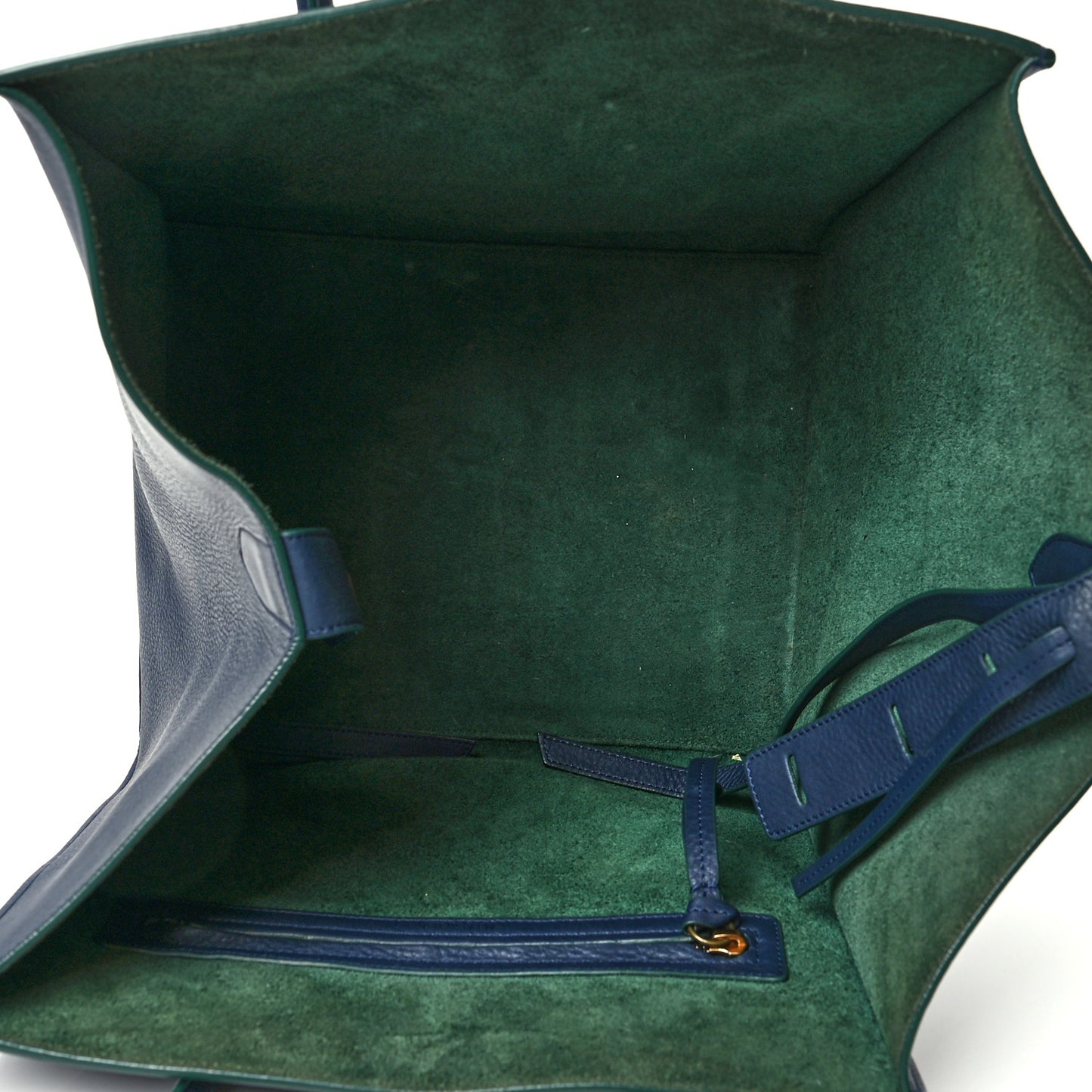 Supple Calfskin Medium Phantom Luggage Navy Blue Green Trim