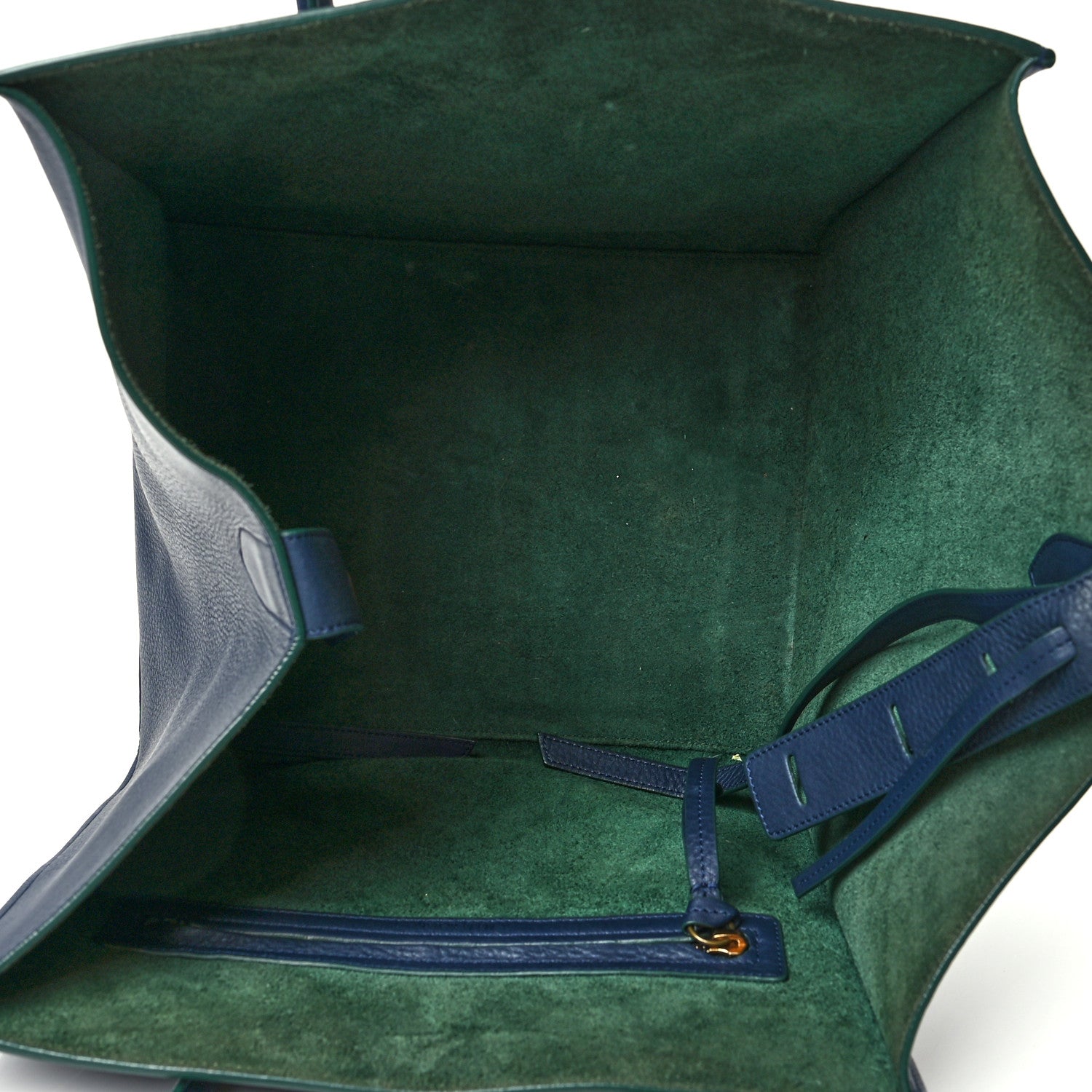 Celine Supple Calfskin Medium Phantom Luggage Navy Blue Green Trim 4 of 8