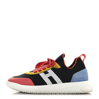 Hermes Knit Suede Goatskin Womens Crew Sneakers 37.5 Multicolor 1 of 7