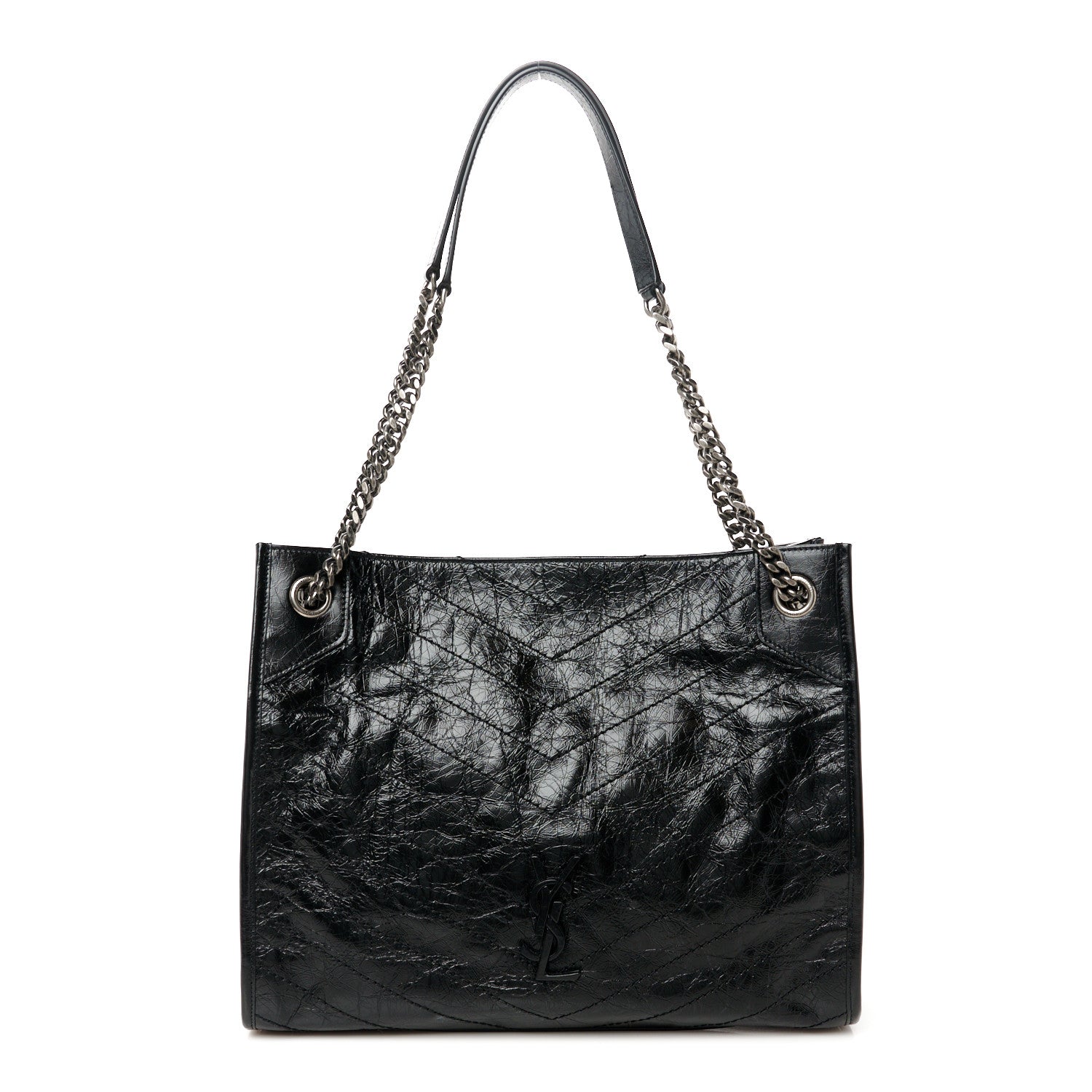Saint Laurent Crinkled Calfskin Matelasse Monogram Medium Niki Shopper Tote Black 1 of 11