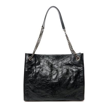 Saint Laurent Crinkled Calfskin Matelasse Monogram Medium Niki Shopper Tote Black 1 of 11