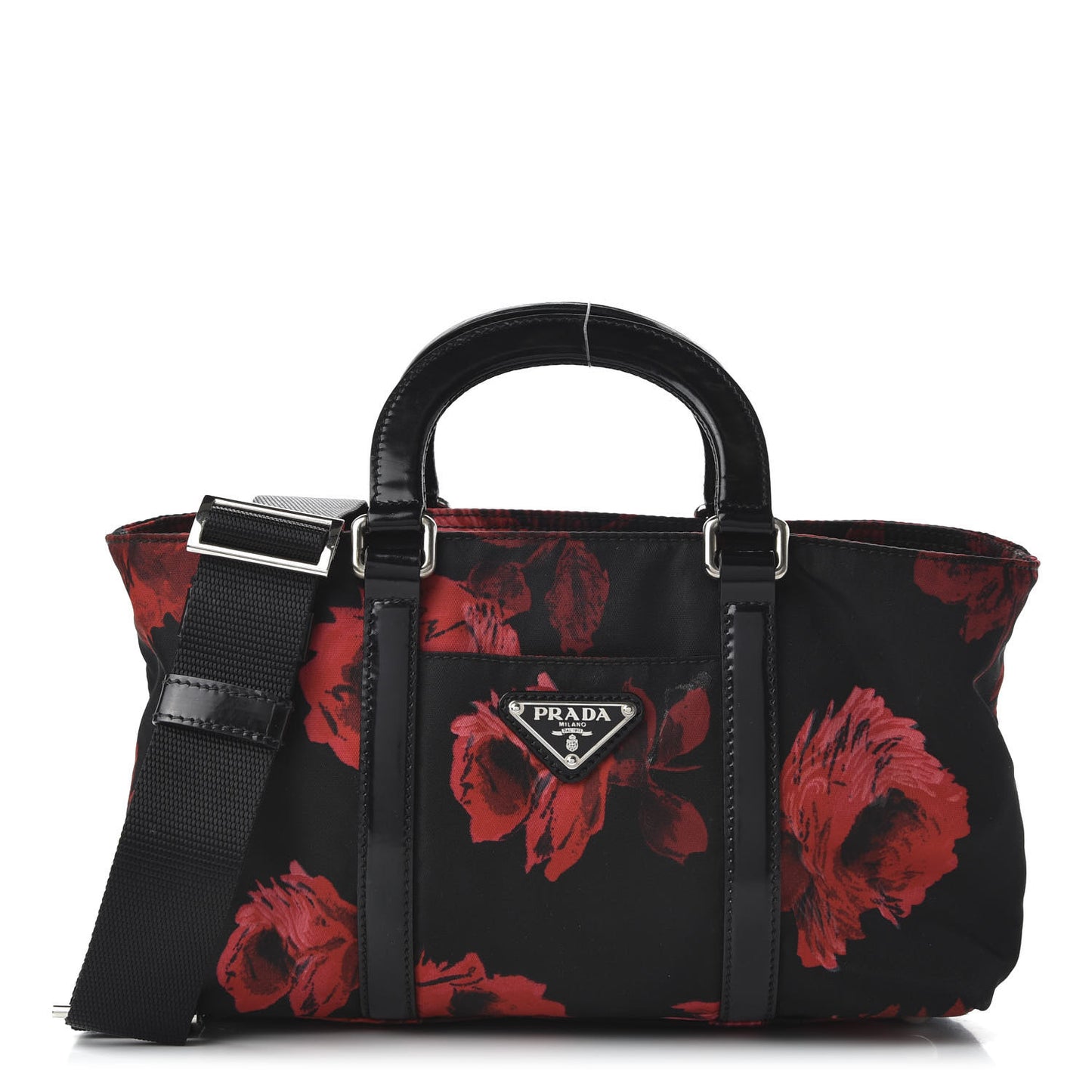 Tessuto Nylon Rose Satchel Black Rosso