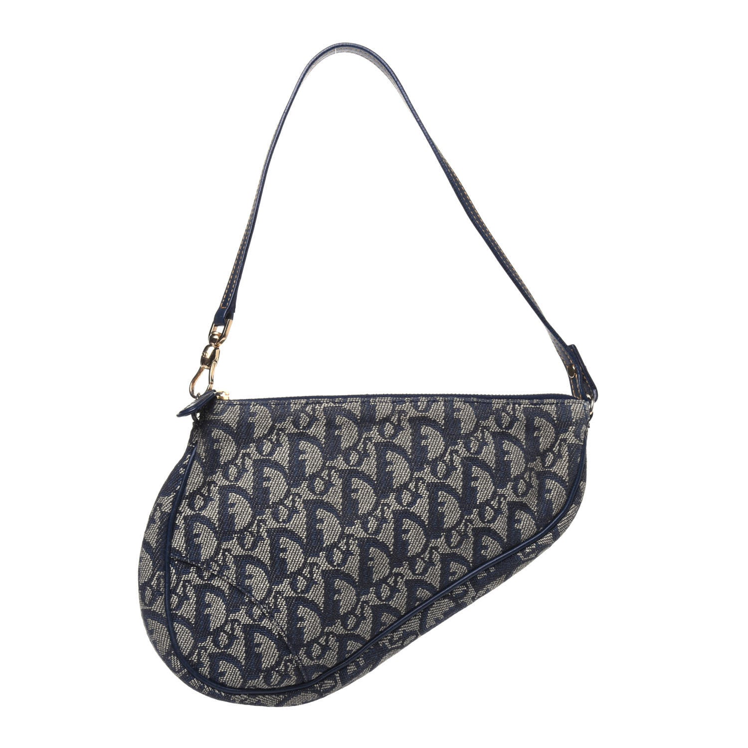 Christian Dior Monogram Mini Saddle Pochette Navy 1 of 13