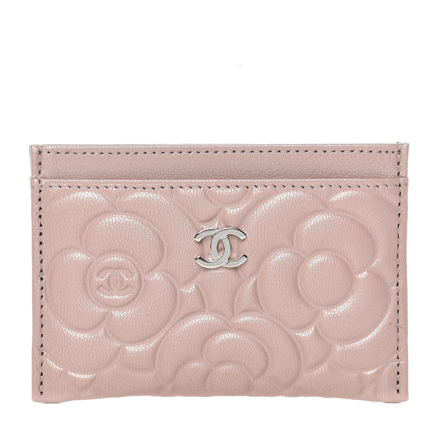 Chanel Goatskin Camellia Embossed Card Holder Light Pink 1 of 9