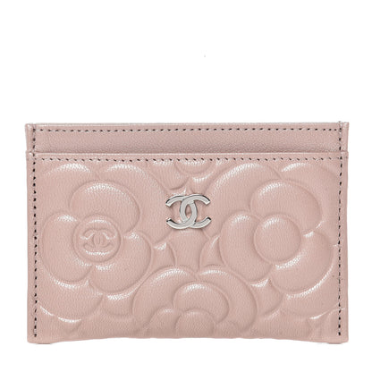 Chanel Goatskin Camellia Embossed Card Holder Light Pink 1 of 9