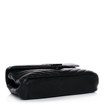 Saint Laurent Sheepskin Matelasse Chevron Monogram Medium College Bag Black 4 of 16