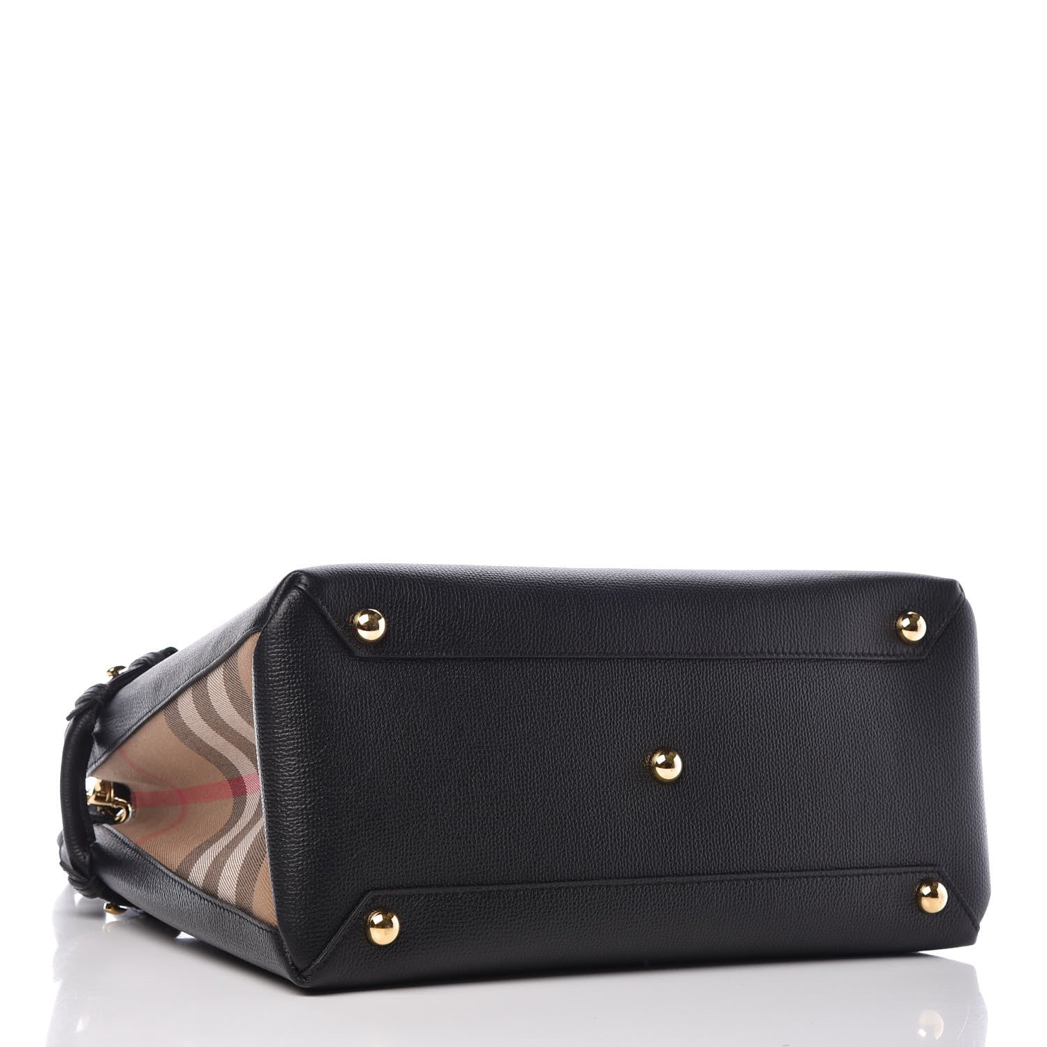 Burberry Grainy Calfskin House Check Medium Banner Tote Black 5 of 22