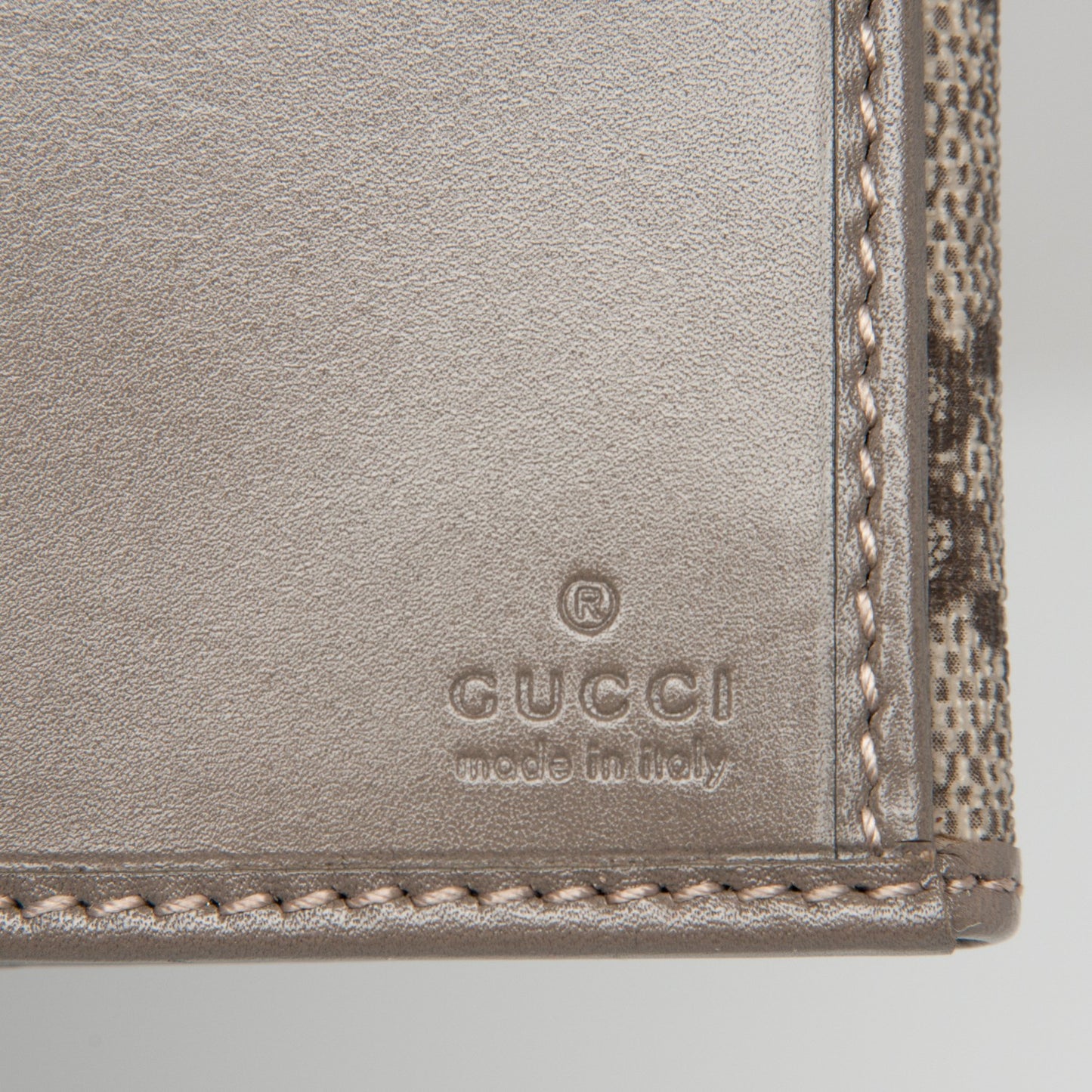 GG Supreme Monogram Icon Bar Continental Flap Wallet Beige Ebony Grigio