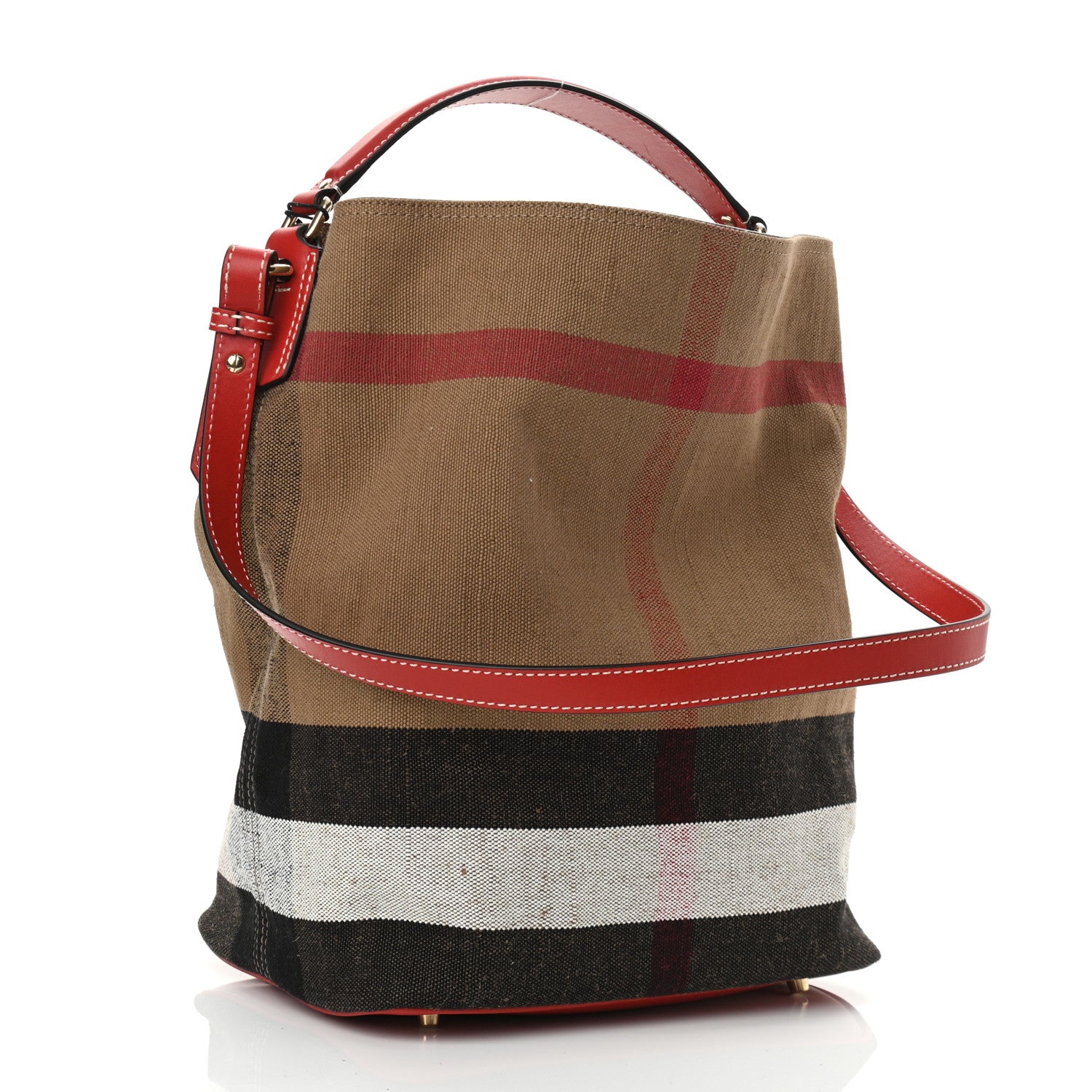 Burberry Canvas Mega Check Medium Ashby Hobo Cadmium Red 4 of 9