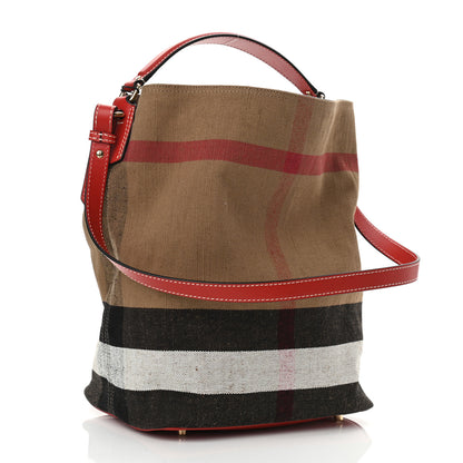 Burberry Canvas Mega Check Medium Ashby Hobo Cadmium Red 4 of 9