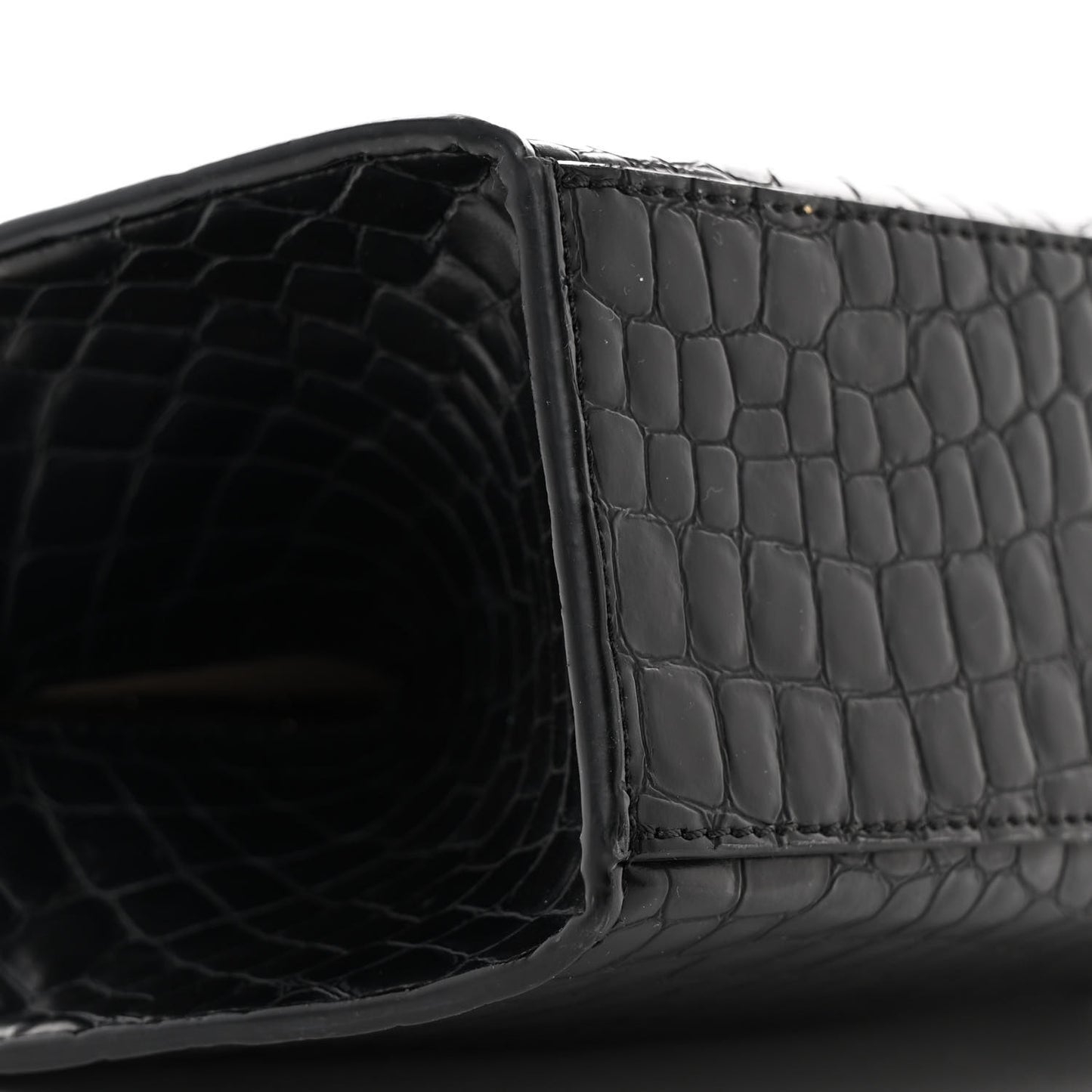 Crocodile Embossed Medium Chunky Chain Bag Black