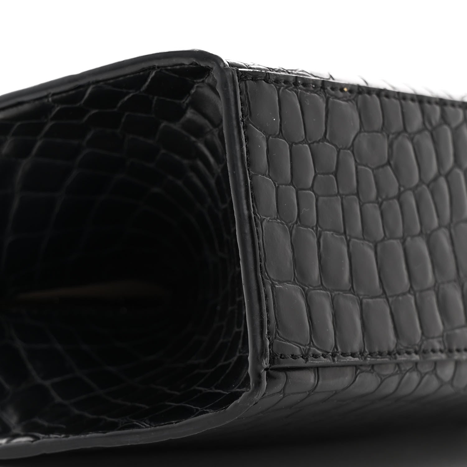 Stella McCartney Crocodile Embossed Medium Chunky Chain Bag Black 9 of 10