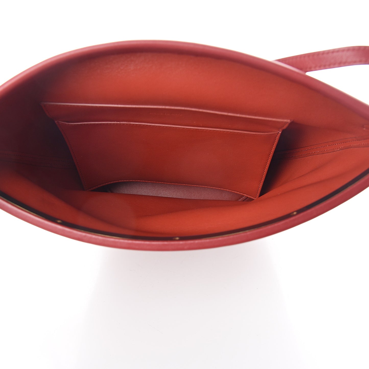 Smooth Calfskin Clasp Bucket Bag Red