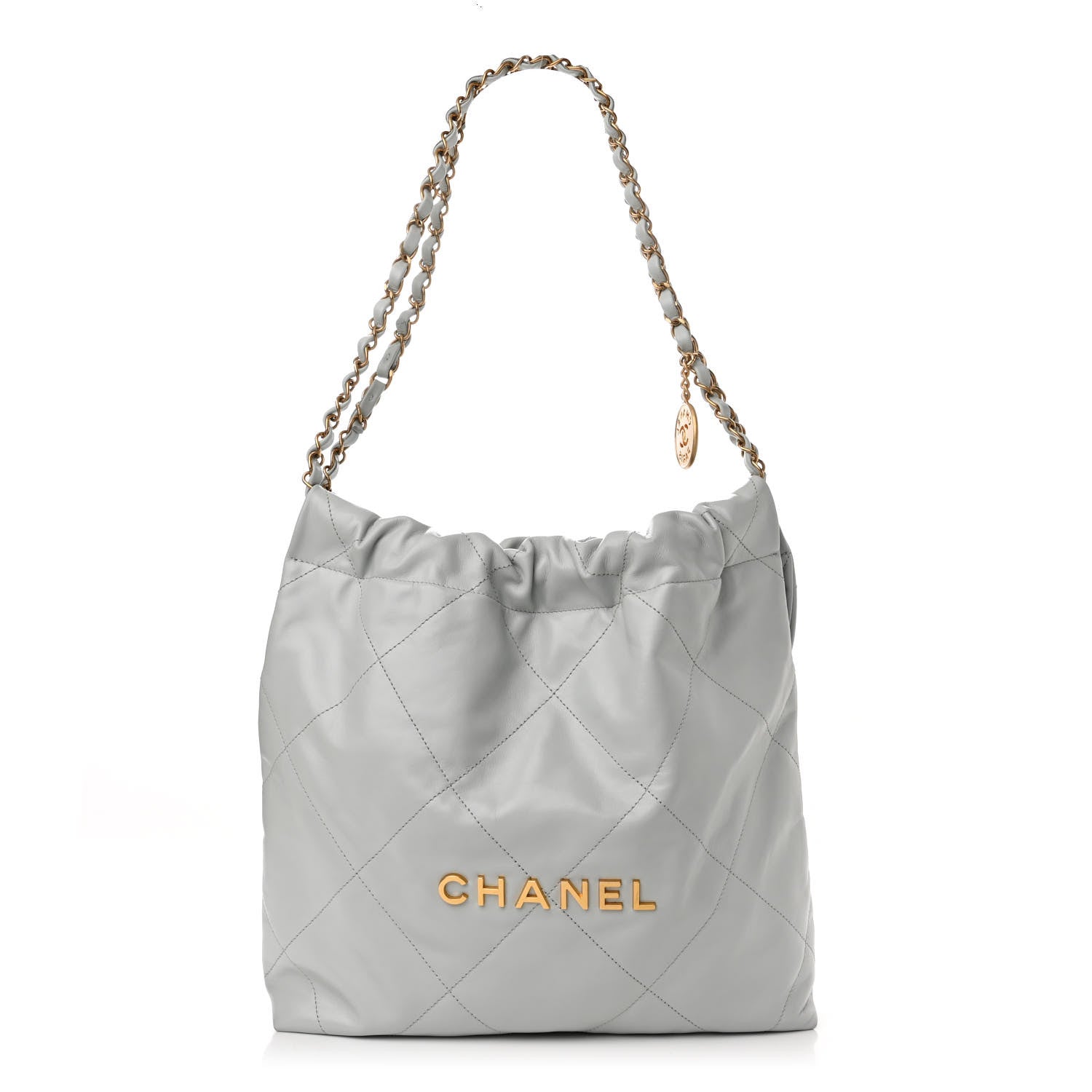 Chanel Shiny Calfskin Quilted Small 22 Light Blue 1 of 12
