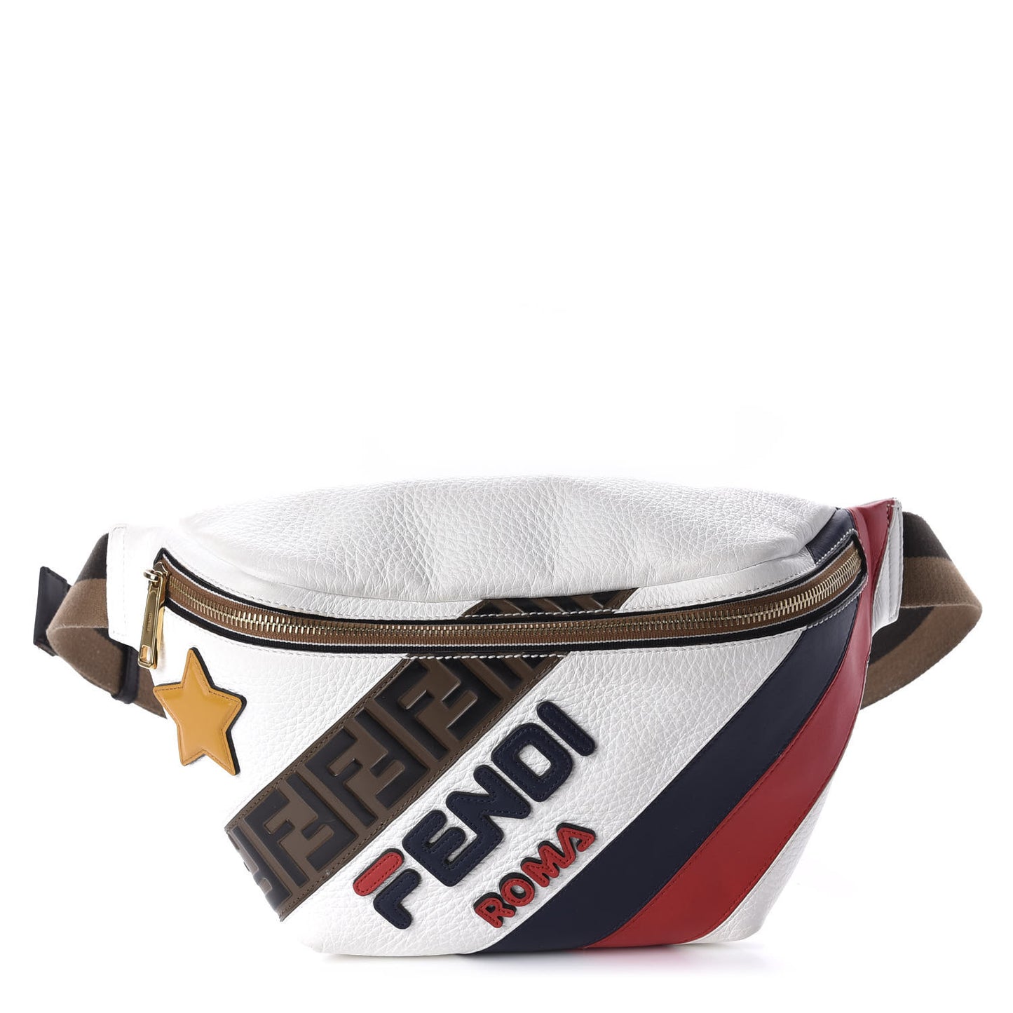 X FILA Cuoio Romano Vitello Century Mania Stars Belt Bag White Ice Ebano Multicolor