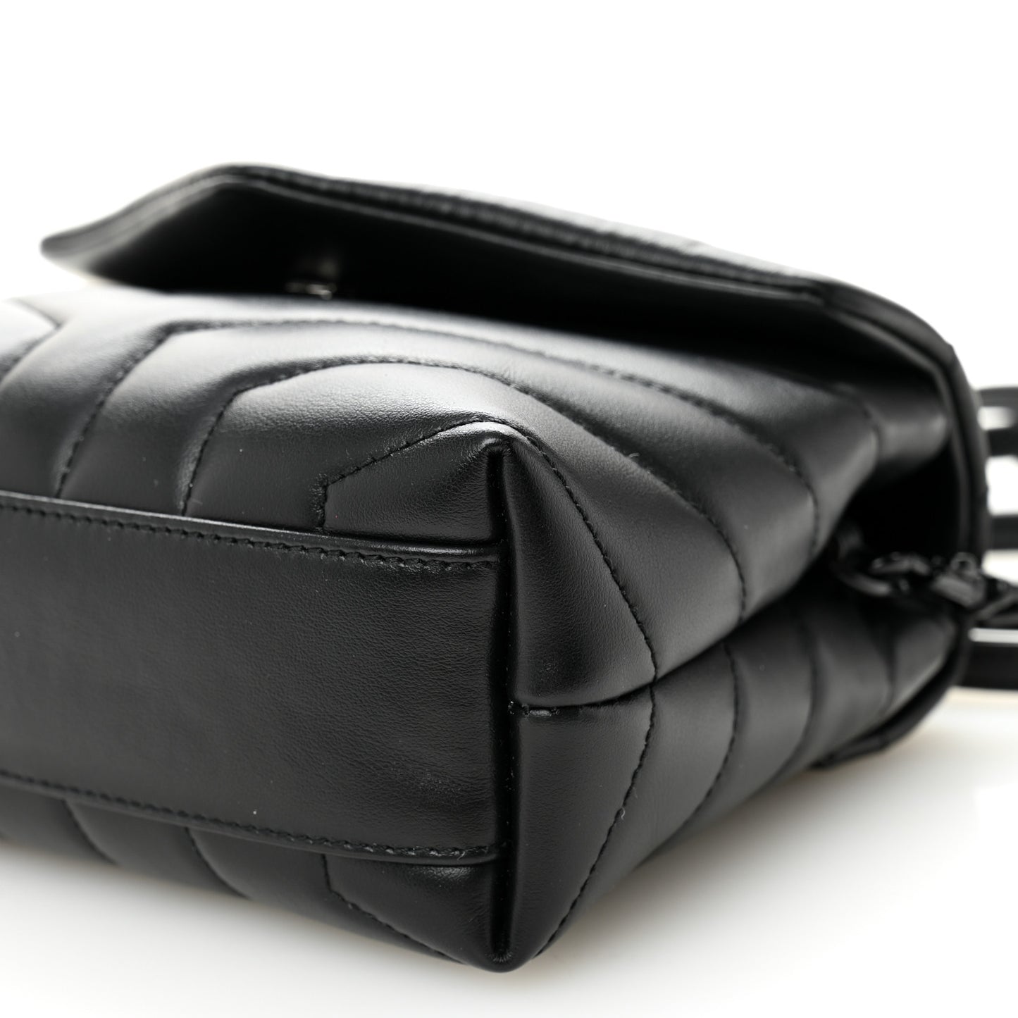Calfskin Y Quilted Monogram Monochrome Toy Loulou Crossbody Bag Black
