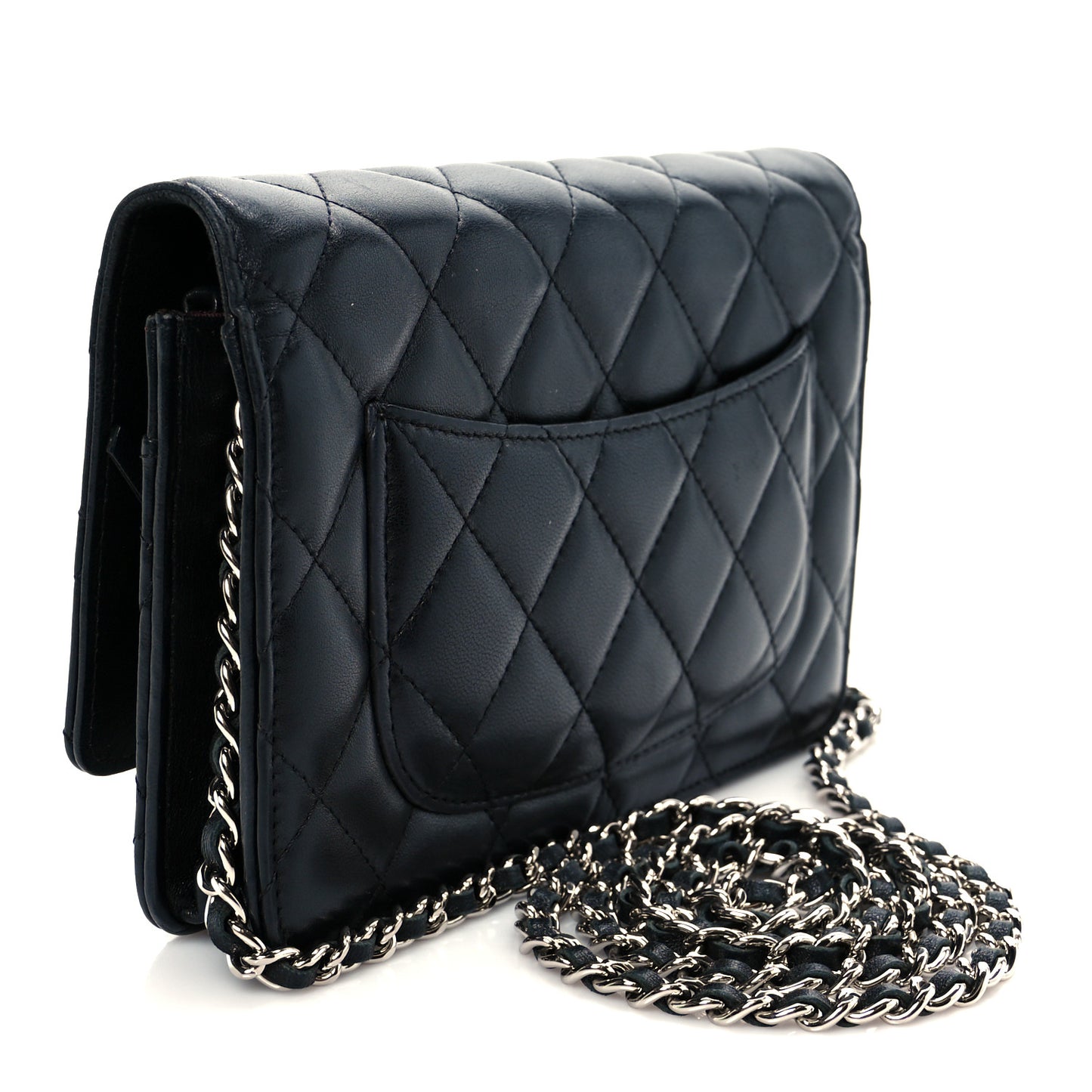 Lambskin Quilted Wallet On Chain WOC Black