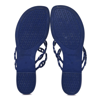 Hermes Rubber Chaine d'Ancre Island Sandals 37 Bleu Smalt 6 of 8