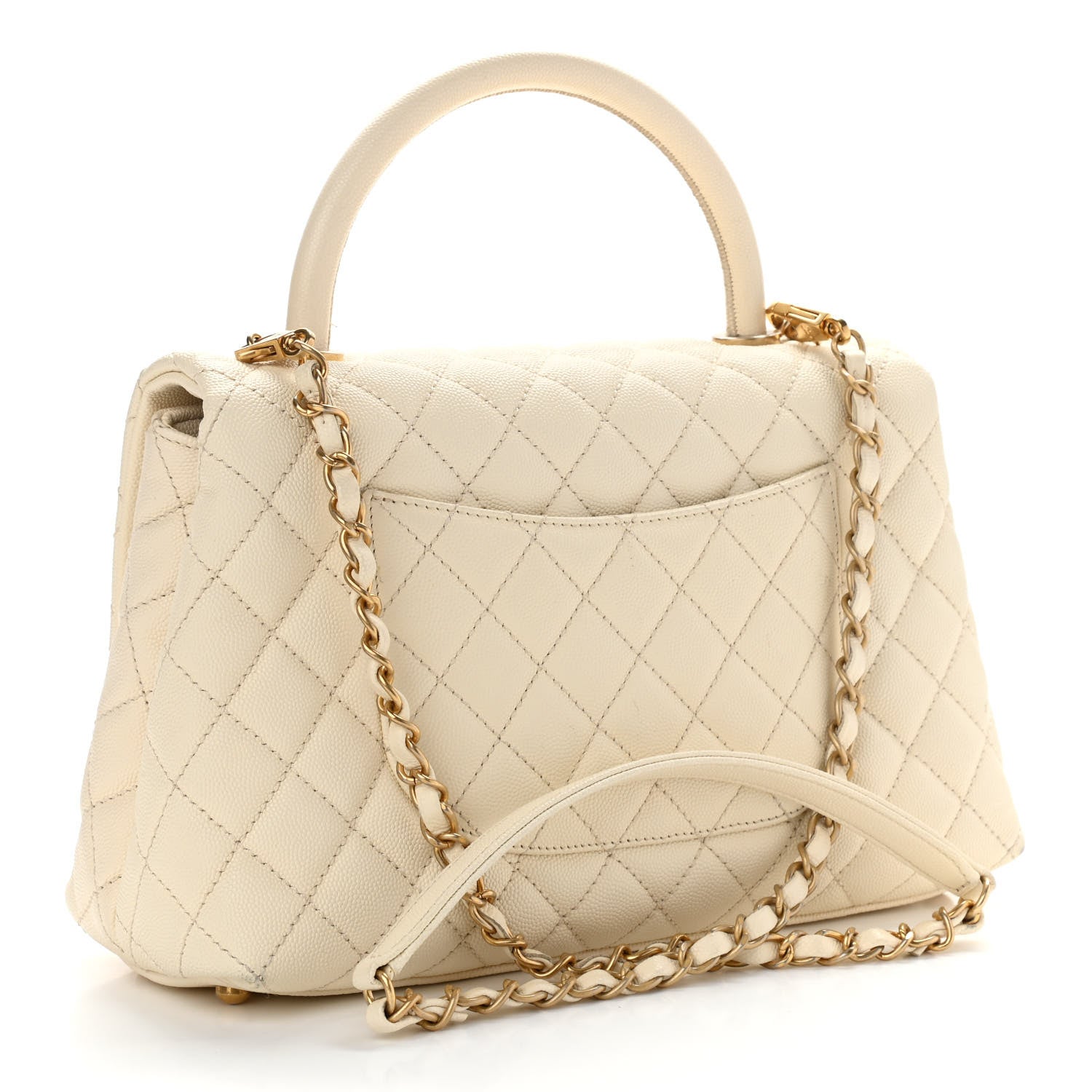 Chanel Caviar Quilted Small Coco Handle Flap Ivory 3 of 13