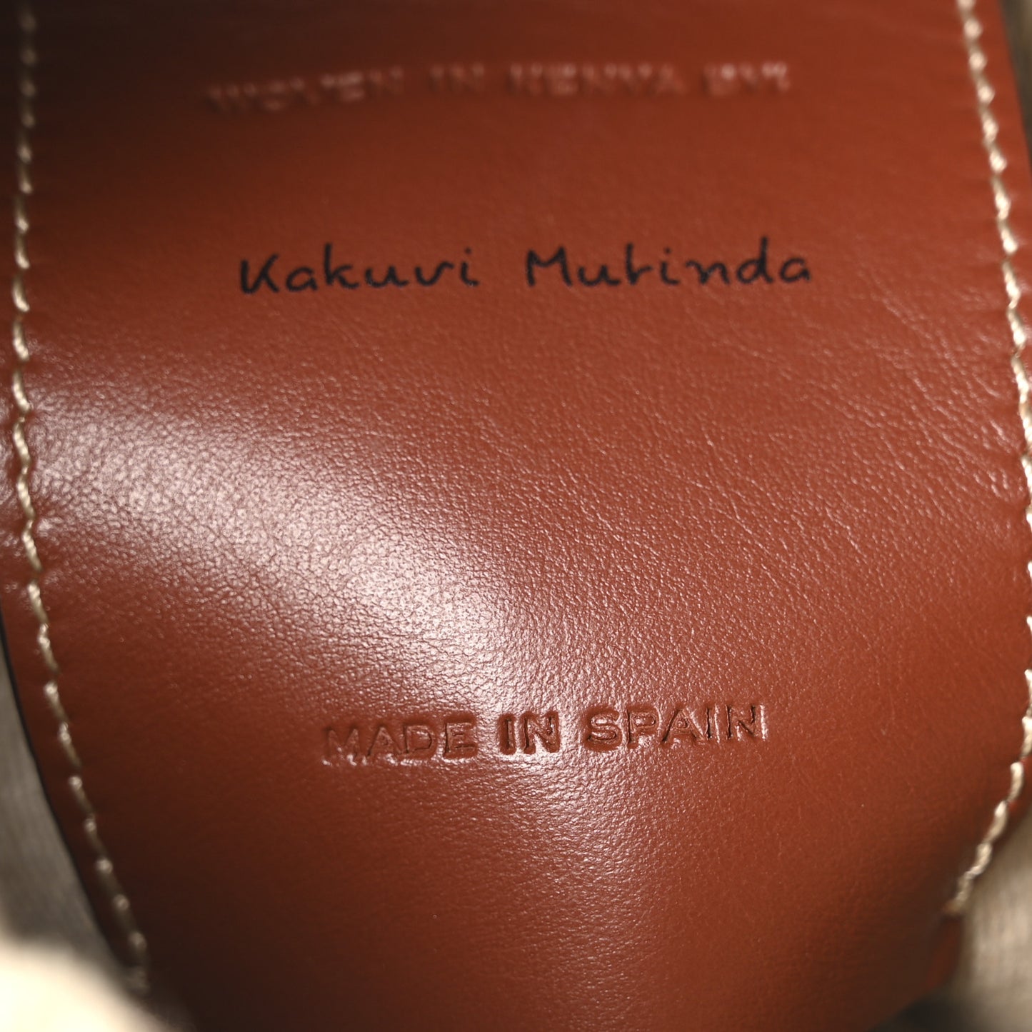 Raffia Calfskin Small Woody Basket Bag Brown