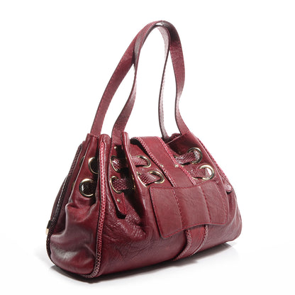 Jimmy Choo Leather Watersnake Trim Medium Riki Burgundy 3 of 8