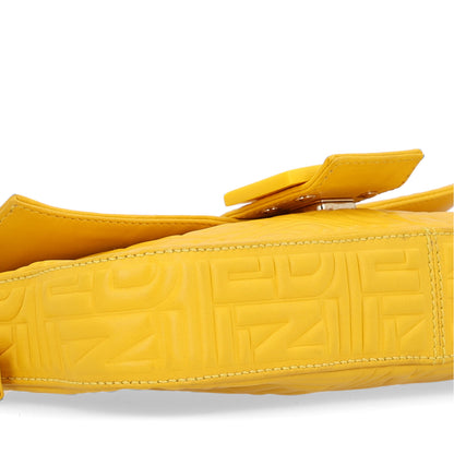 Fendi Nappa Logo Embossed Baguette Lemon Giallo 9 of 10