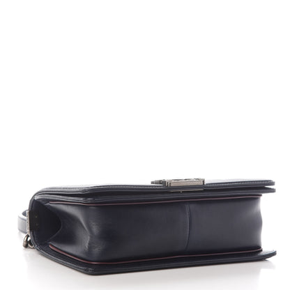 Chanel Calfskin Embossed Medium Paris Salzburg Boy Flap Navy 4 of 11