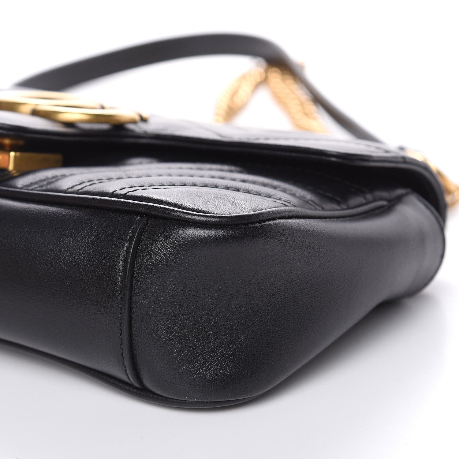 Gucci Calfskin Matelasse Mini GG Marmont Shoulder Bag Black 9 of 13