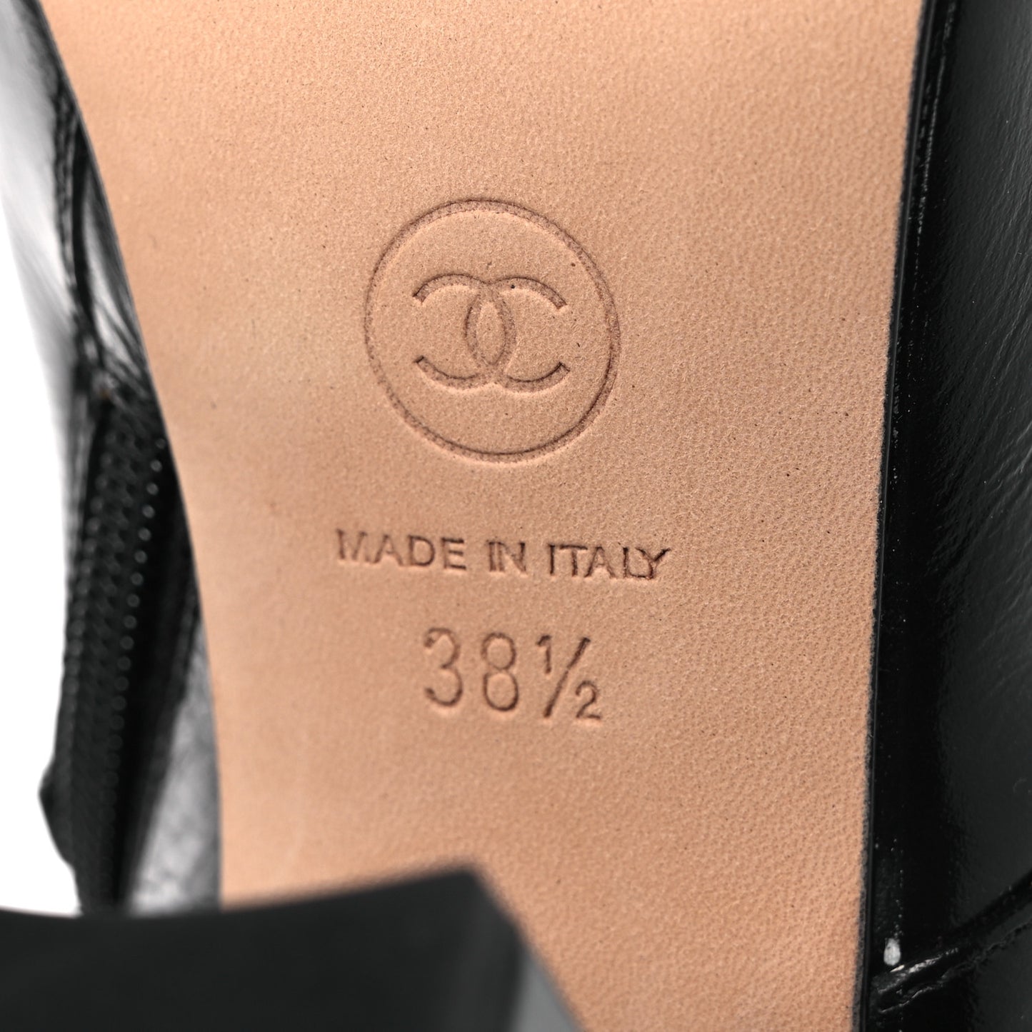 Crackled Calfskin Chain CC Short Boots 38.5 Black