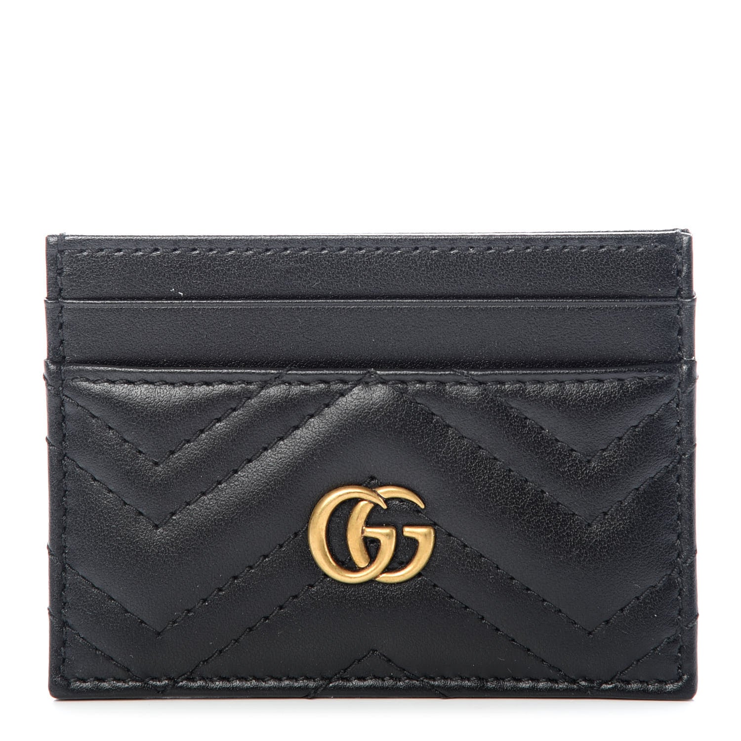 Gucci Calfskin Matelasse GG Marmont Card Holder Black 1 of 7