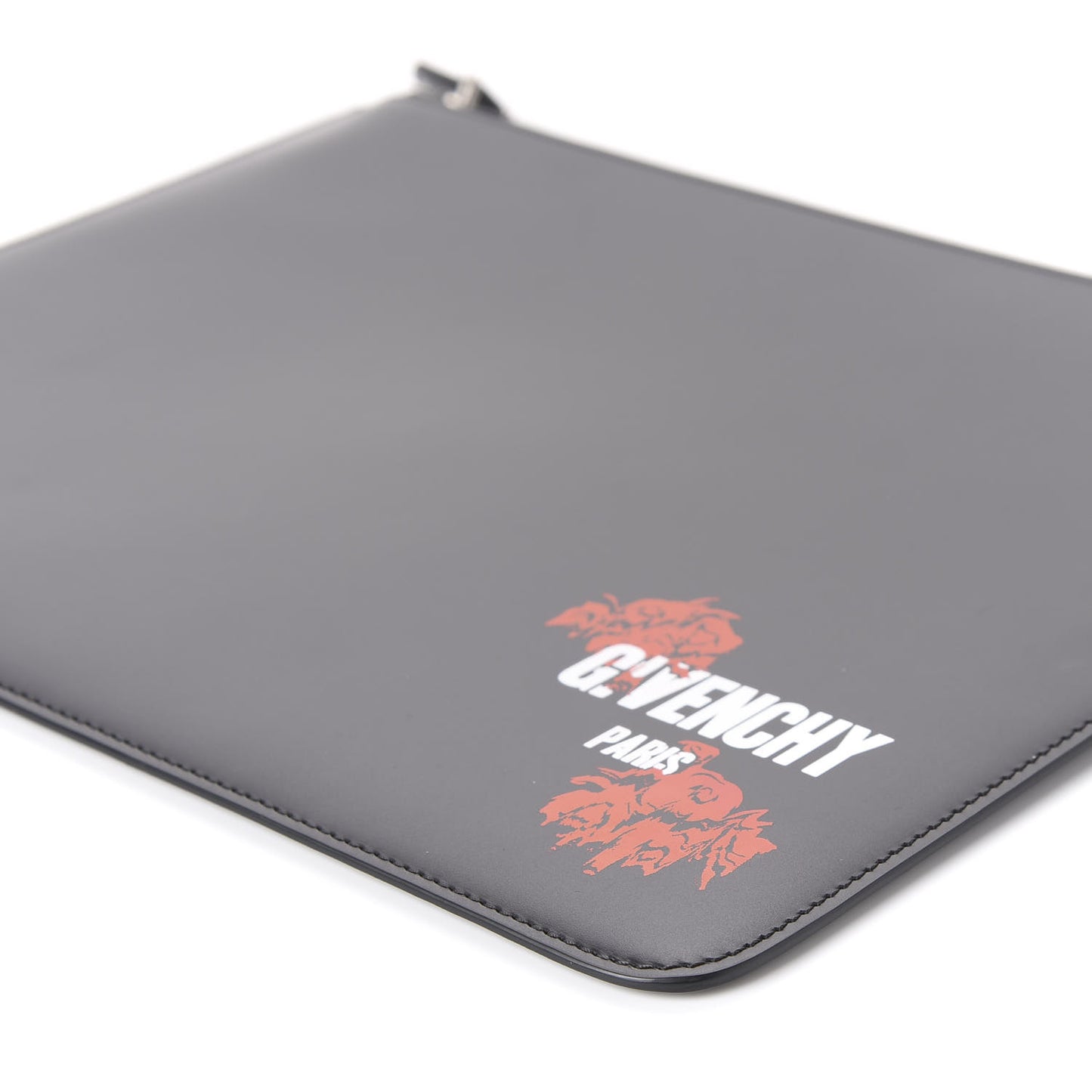 Calfskin Large Logo Pouch Black