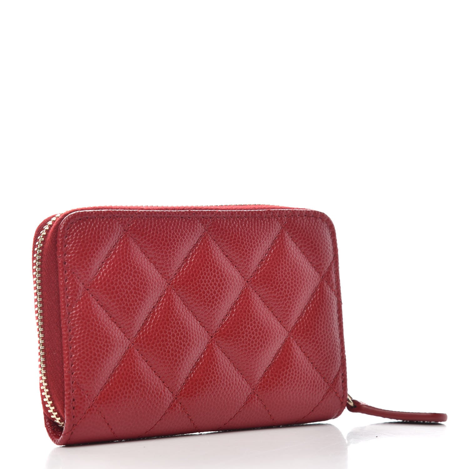 Chanel Caviar Quilted Zip Coin Purse Red 3 of 8