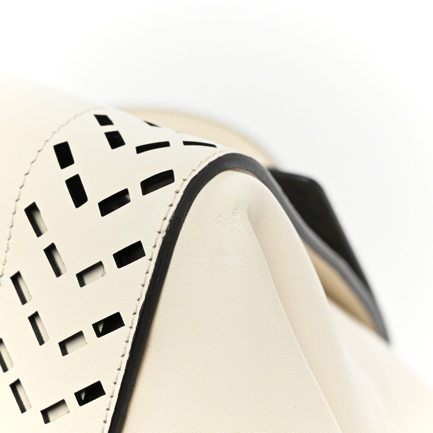 Calfskin Perforated Sofia Satchel White