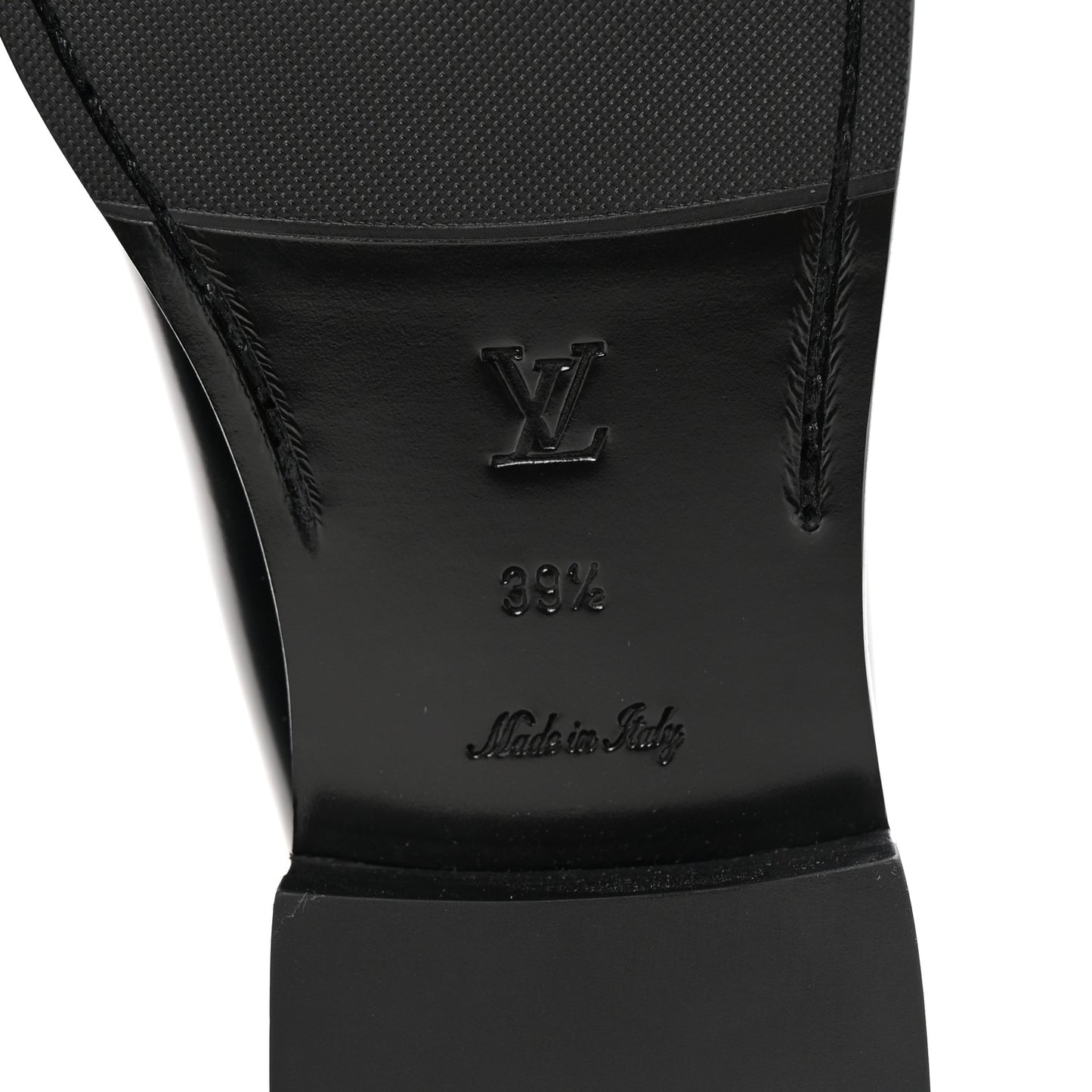 Glazed Calfskin Chess Flat Loafer 39.5 Black