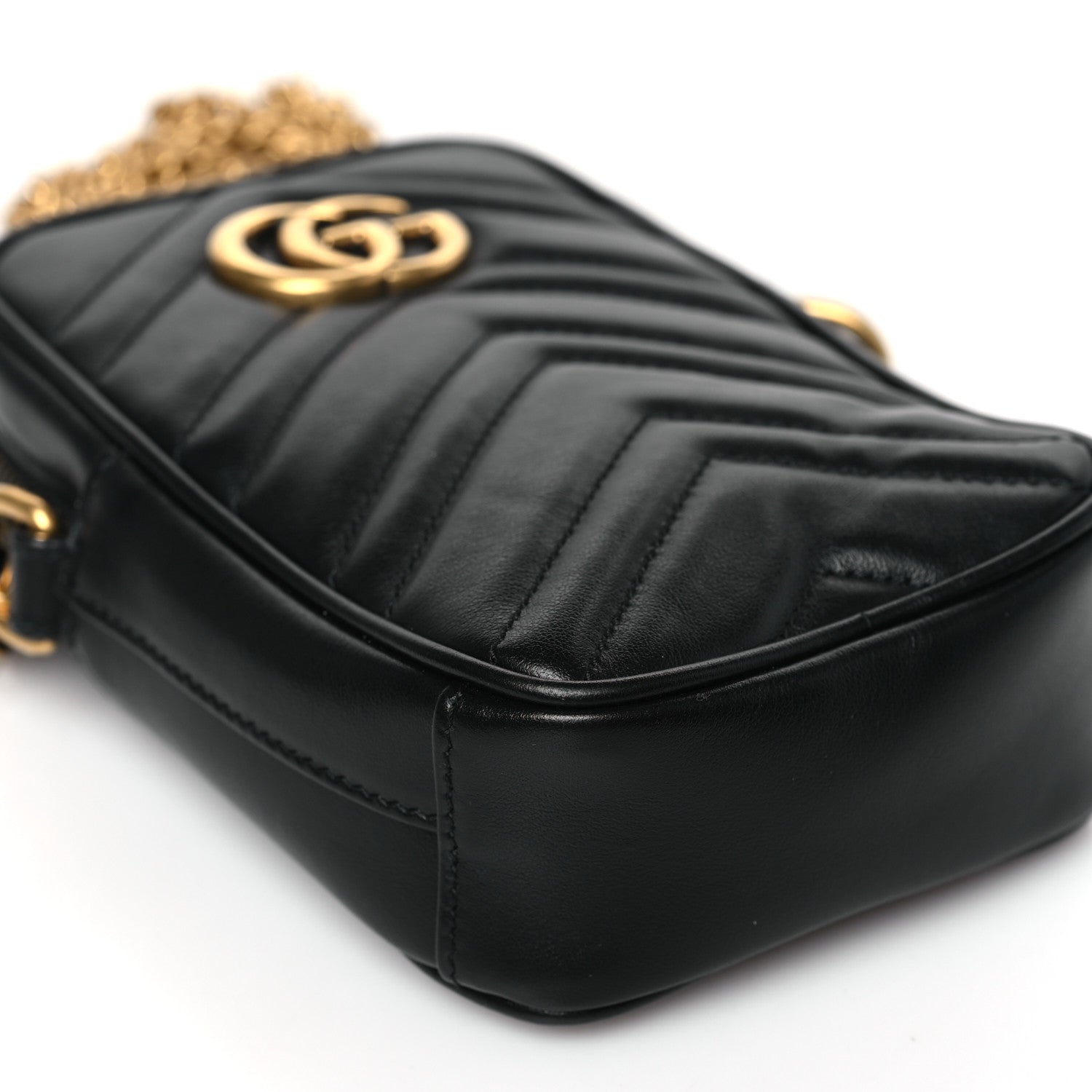 Gucci Calfskin Matelasse Mini GG Marmont Crossbody Bag Black 8 of 9
