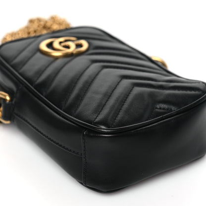 Gucci Calfskin Matelasse Mini GG Marmont Crossbody Bag Black 8 of 9