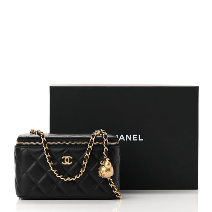 Chanel Lambskin Quilted Small Pearl Crush Vanity Case With Chain Black 13 of 13